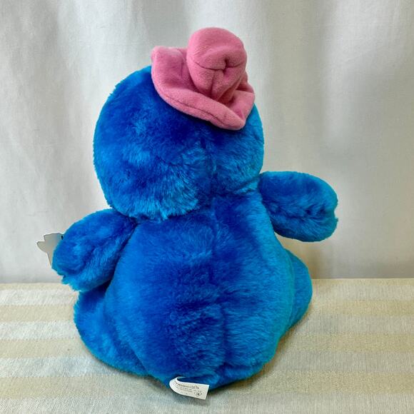 VTG Blue Penguin Plush Commonwealth Toys Huggables Pink Hat Floral Tie Stuffed - Picture 3 of 10